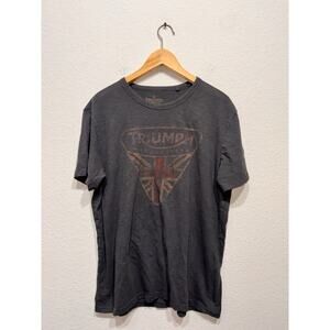Lucky Brand Men's Size L Triumph British Flag Badge T-Shirt Retro Gray Tee